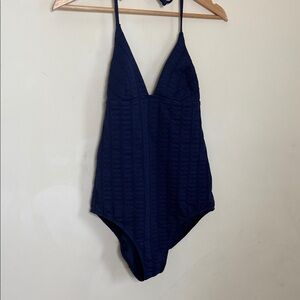 Boden semi string swimsuit in navy floral texture women’s US 6